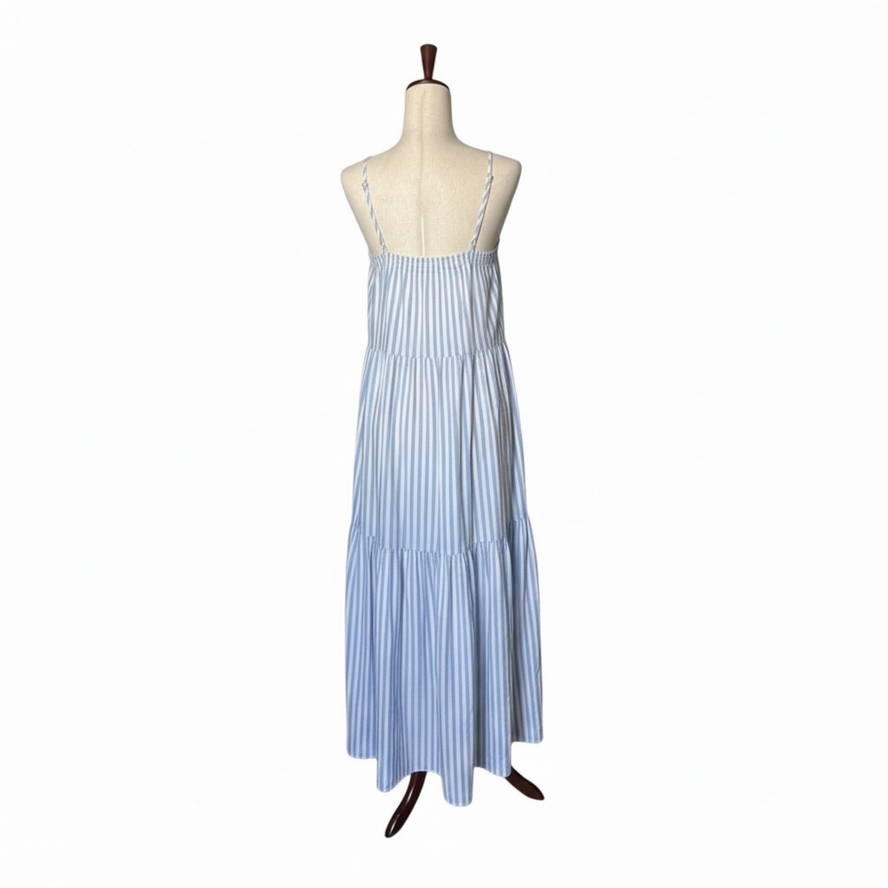 New Rag & Bone Dress Leilah Poplin Maxi Dress Light Blue White Stripe Size M & L - Picture 4 of 10